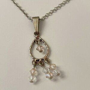 Barbara Ann Women Drop Pendant Necklace Sterling Silver Lobster Closure Signed